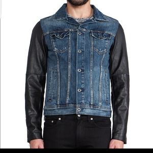 Scotch and Soda denim jacket with genuine leather sleeves